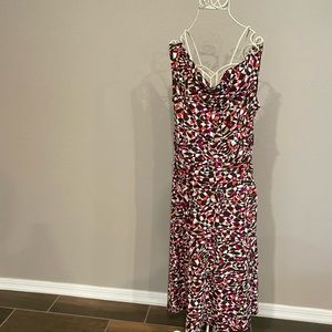 This dress is designed with pink brown beige
